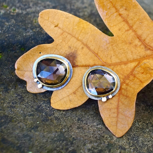 Smokey quartz stud earrings