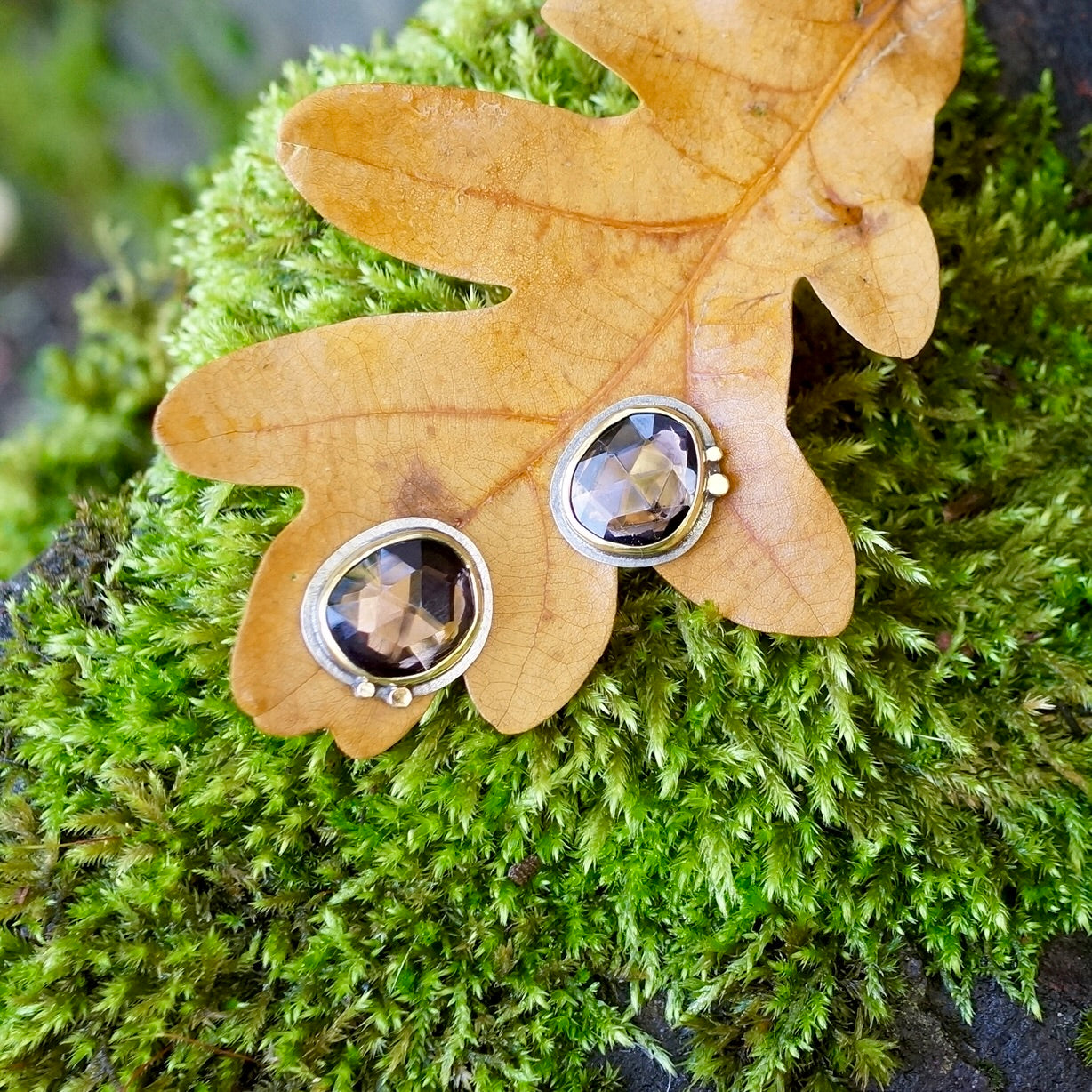 Smokey quartz stud earrings