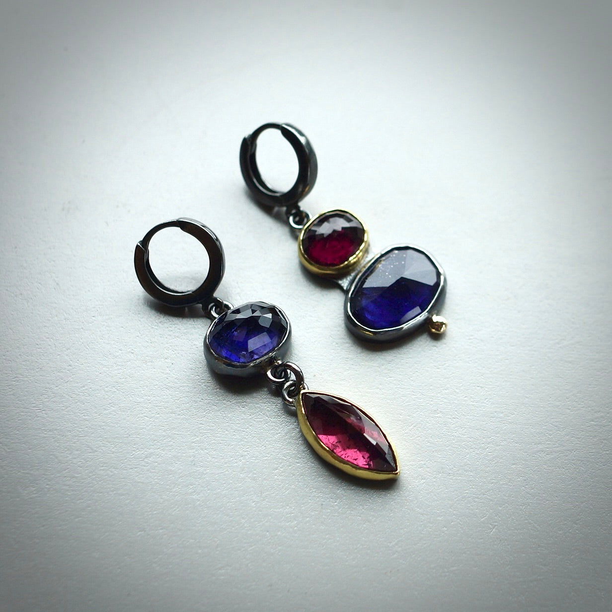 Iolite and rhodolite garnet earrings