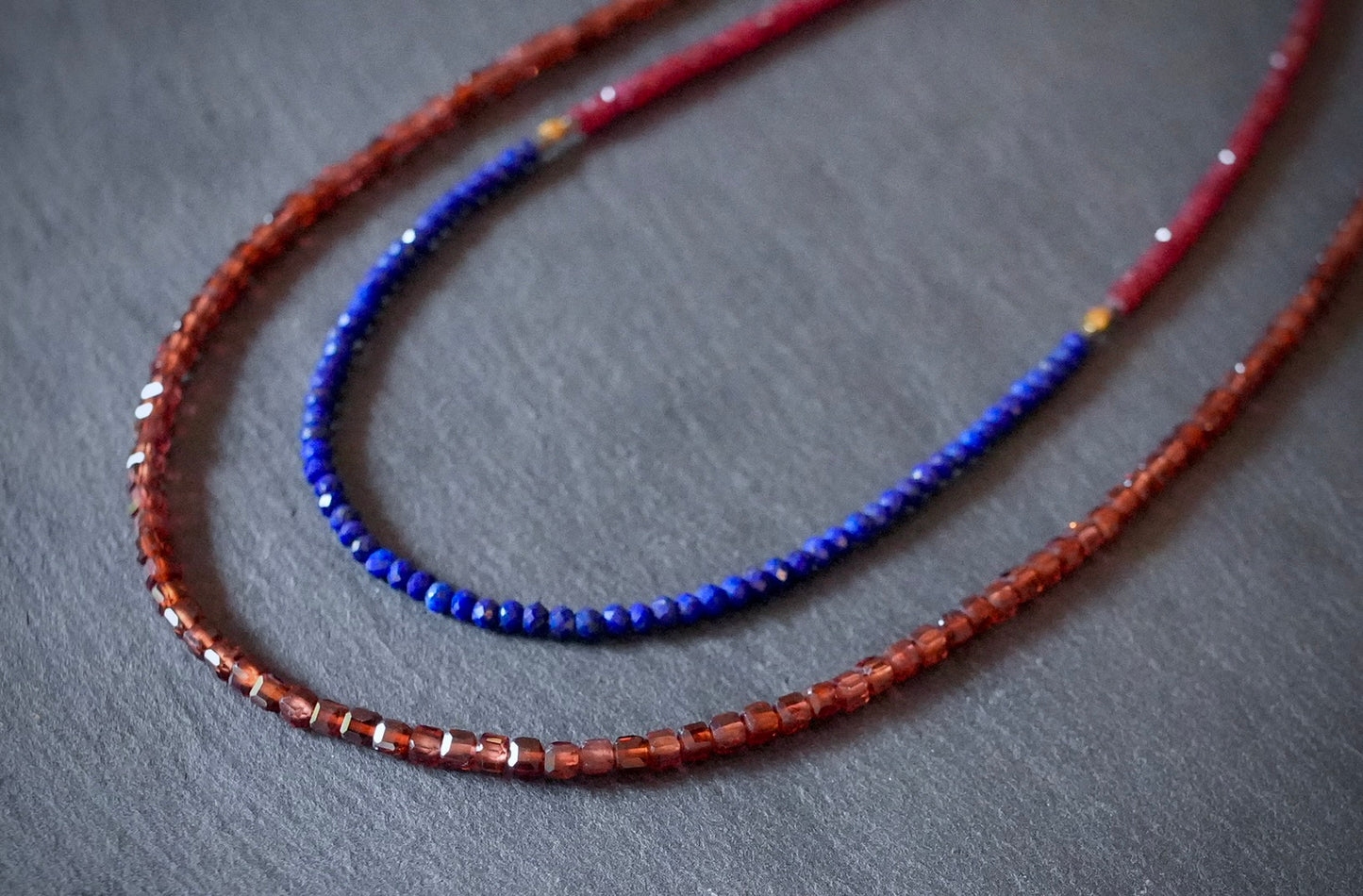 Garnet cube necklace