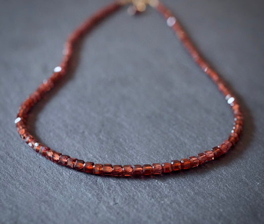 Garnet cube necklace