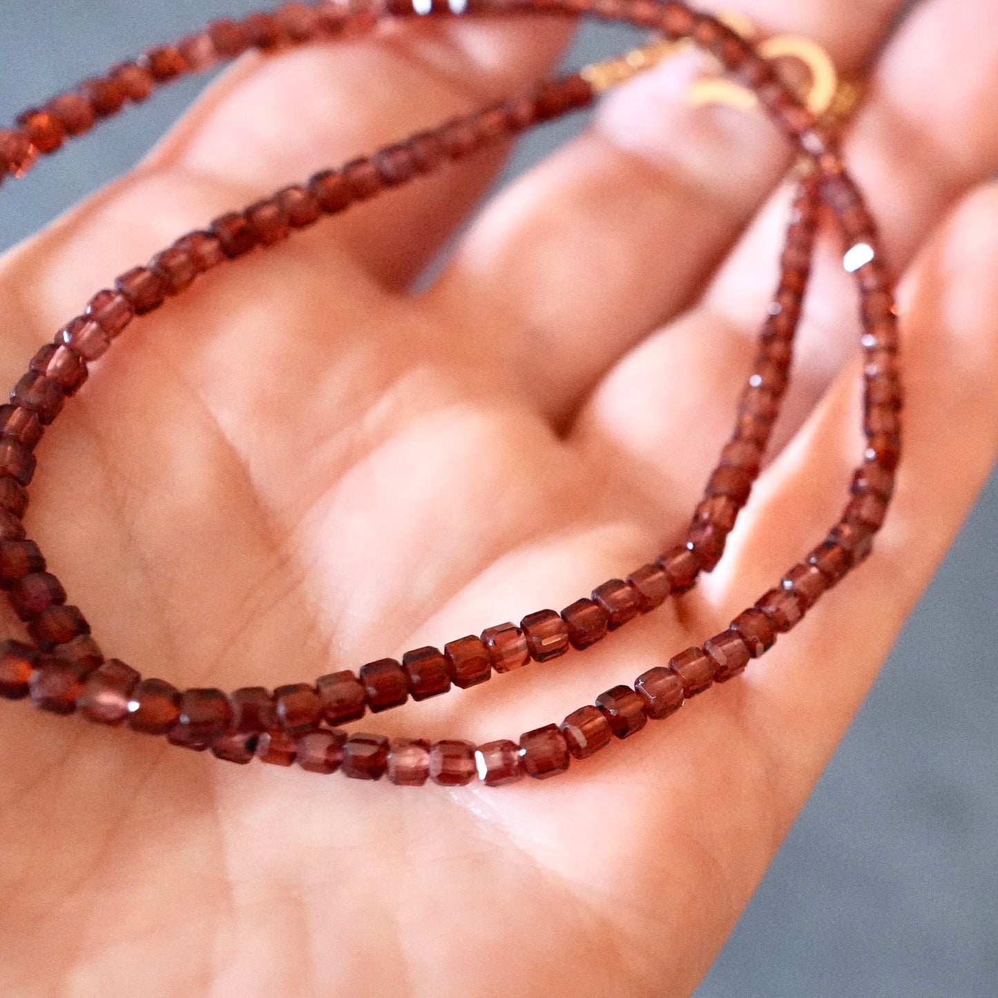 Garnet cube necklace