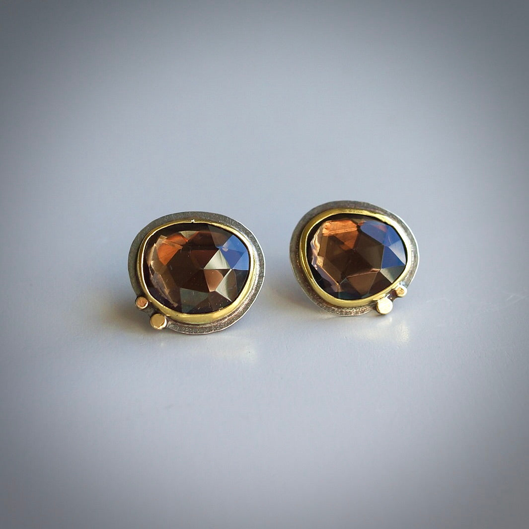 Smokey quartz stud earrings