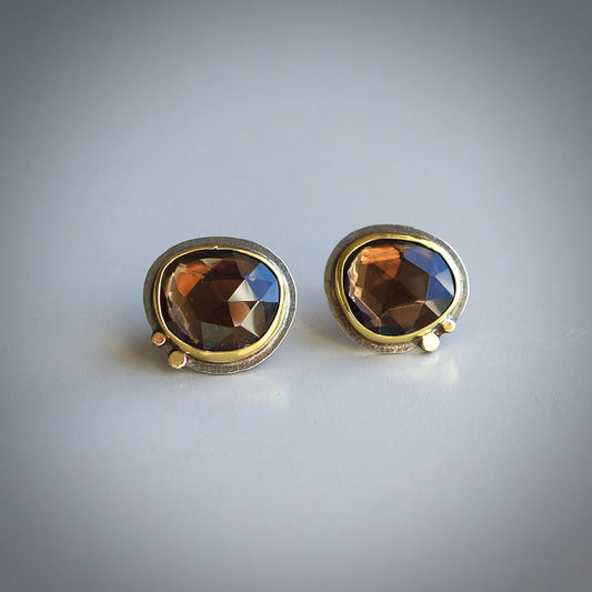 Smokey quartz stud earrings