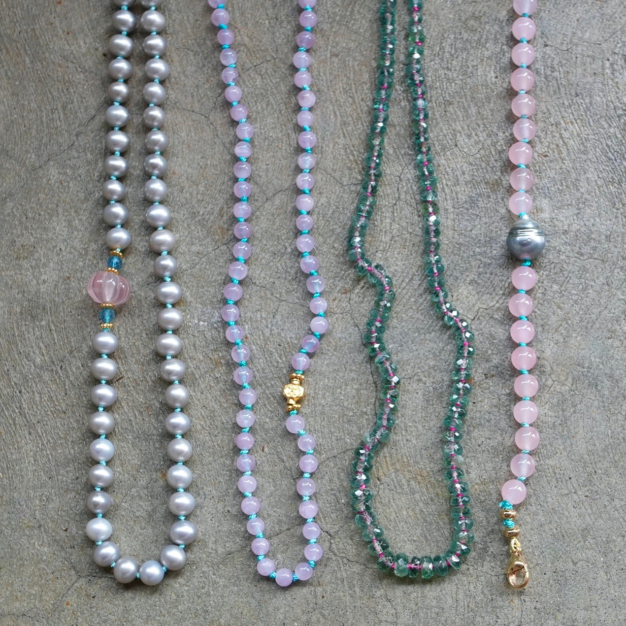 Rose quartz and Tahitian pearl bracelet
