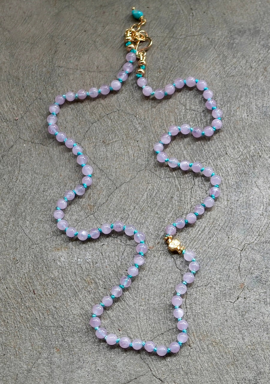 Hand-knotted kunzite necklace