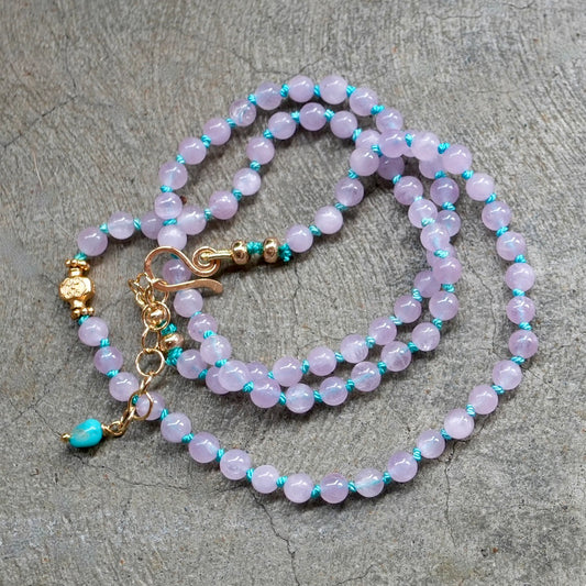 Hand-knotted kunzite necklace