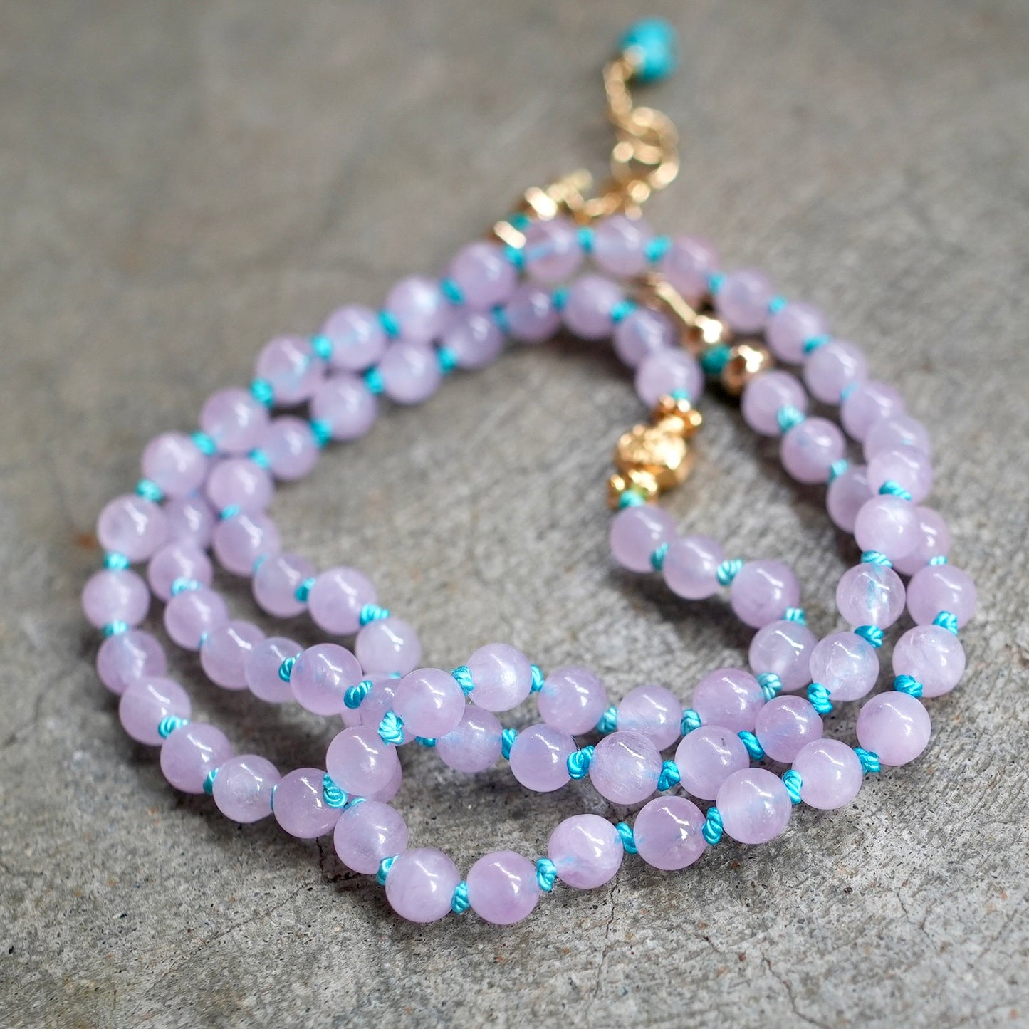 Hand-knotted kunzite necklace