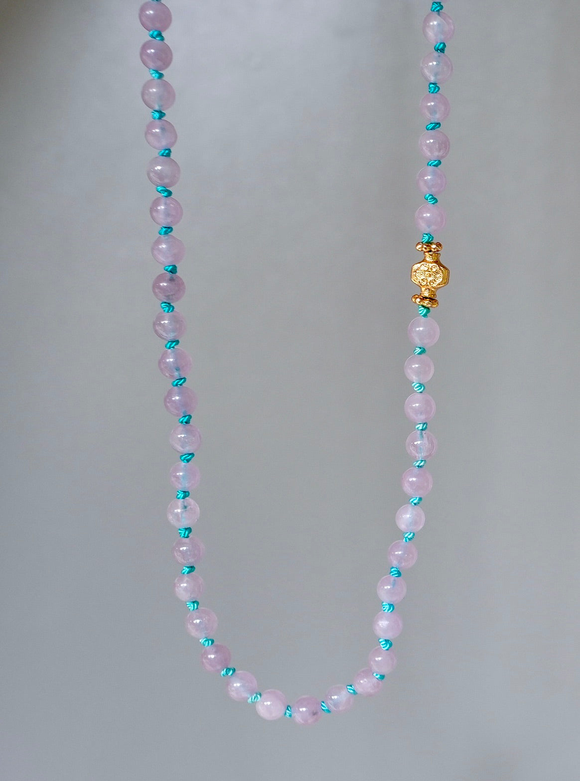 Hand-knotted kunzite necklace