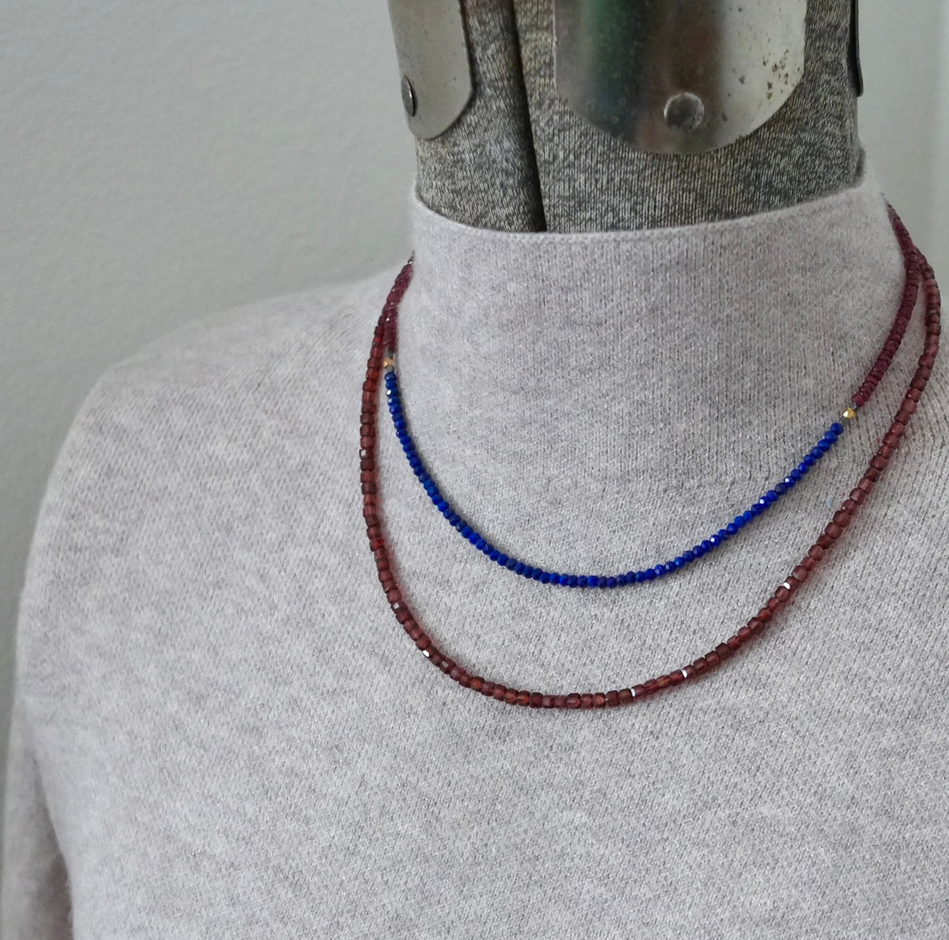 Garnet cube necklace