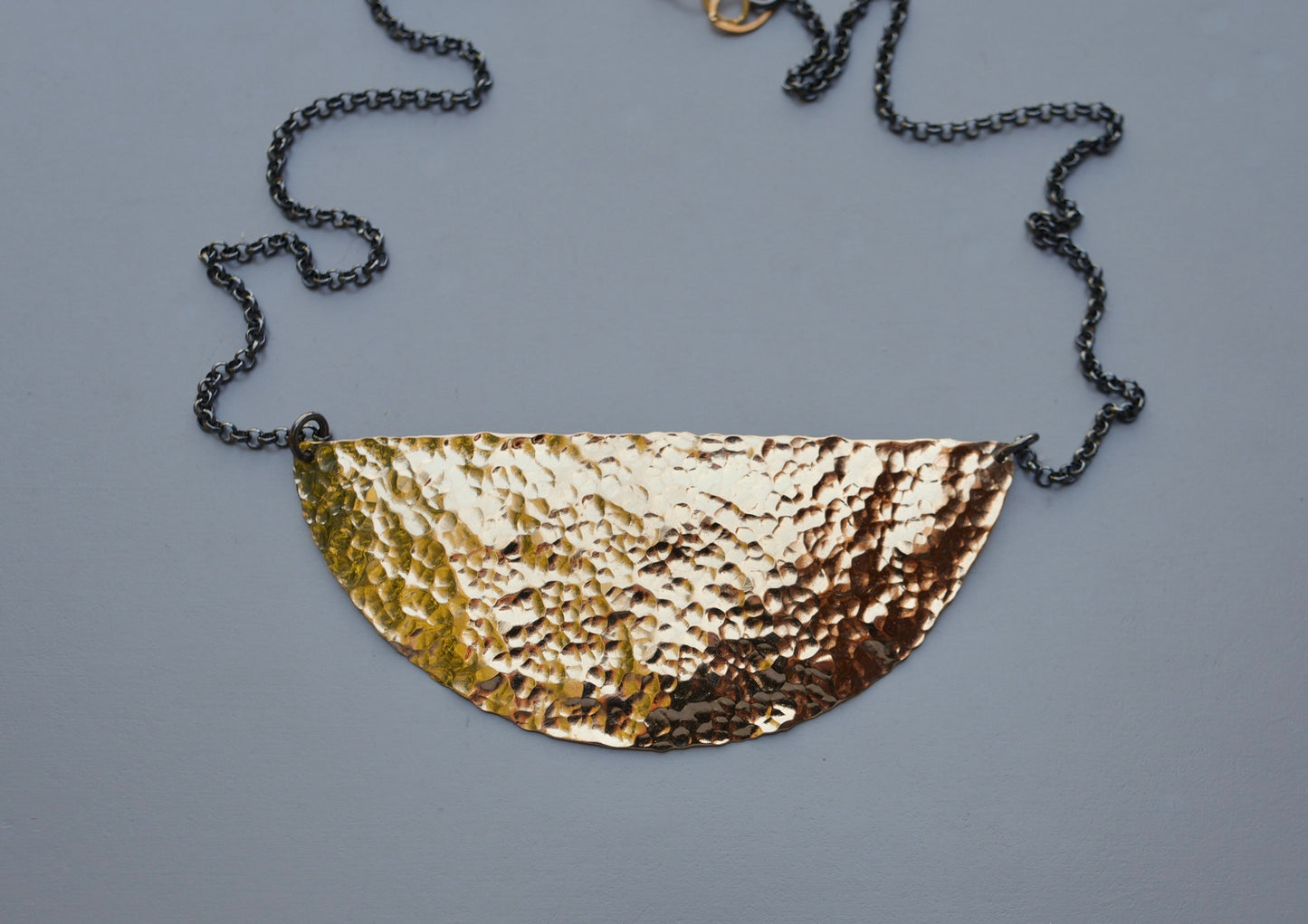 Hammered gold bib necklace