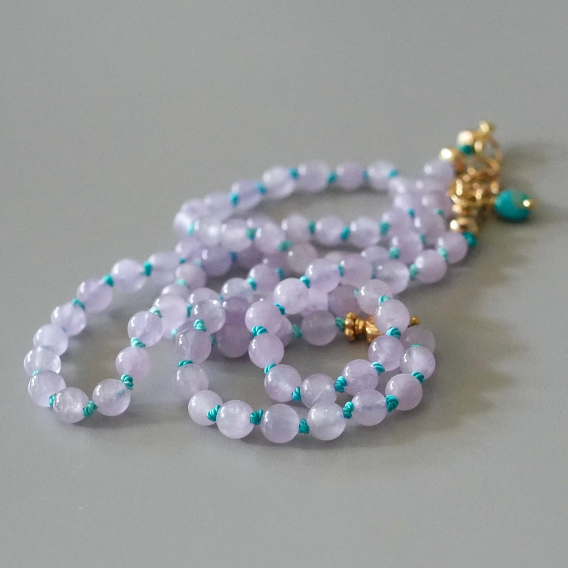 Hand-knotted kunzite necklace