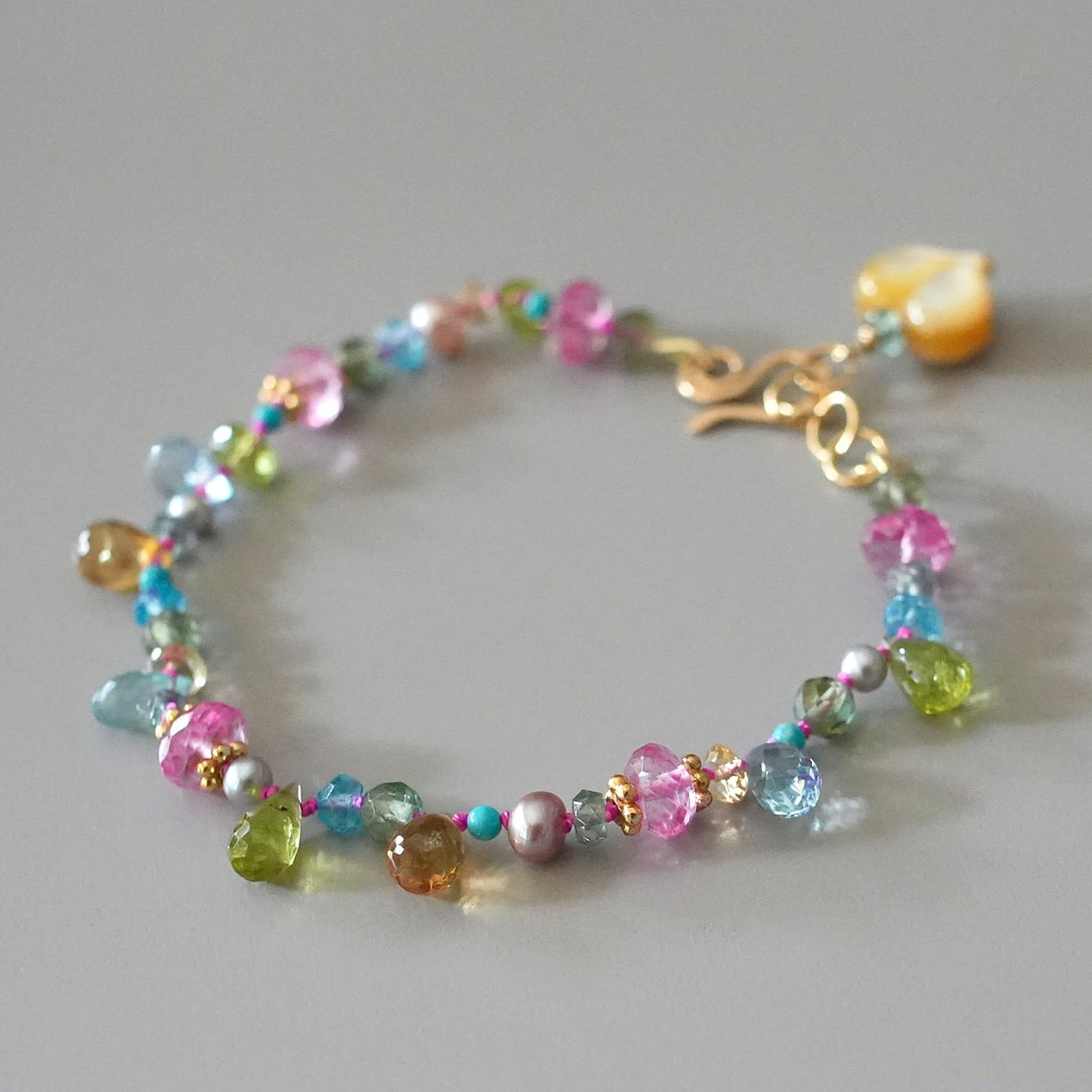 Delicate vibrant mix gemstone bracelet