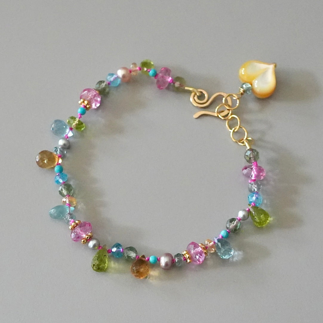 Delicate vibrant mix gemstone bracelet