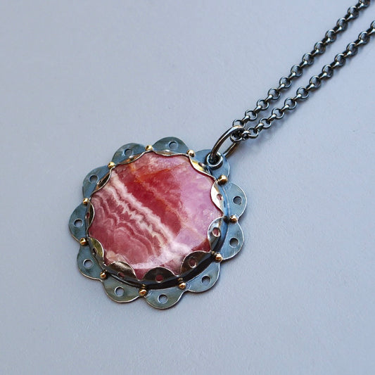 Rhodochrosite flower pendant
