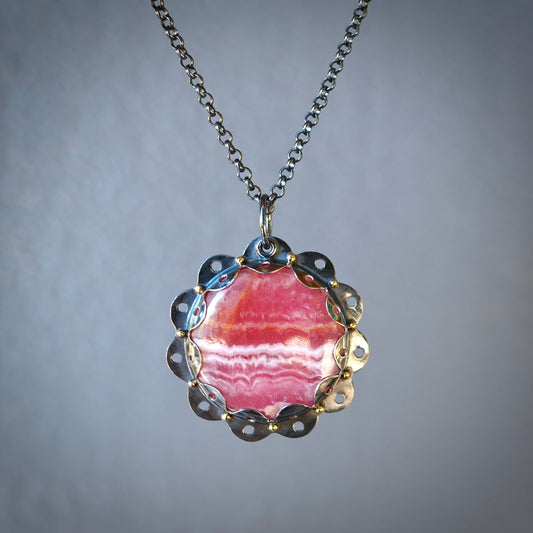 Rhodochrosite flower pendant