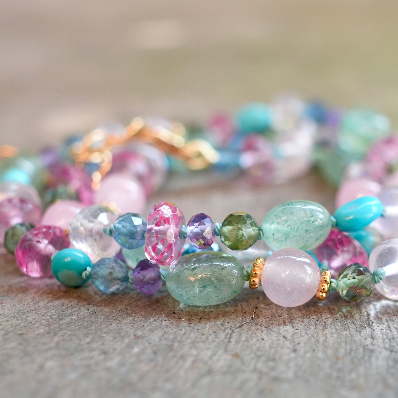 Colorful gemstone mix hand-knotted necklace