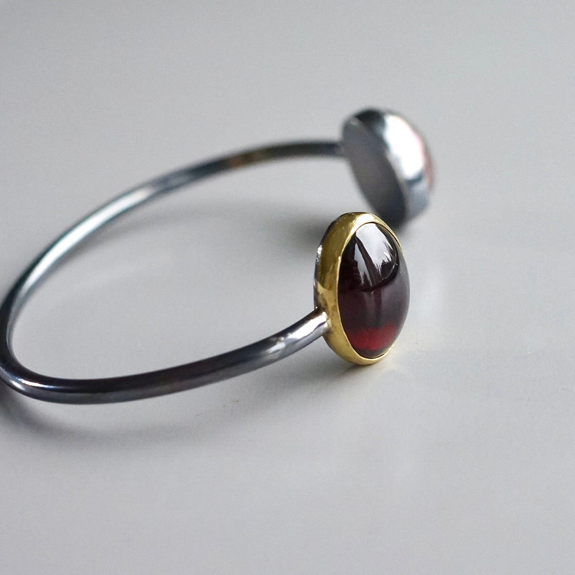 Mabe pearl and garnet cuff bracelet