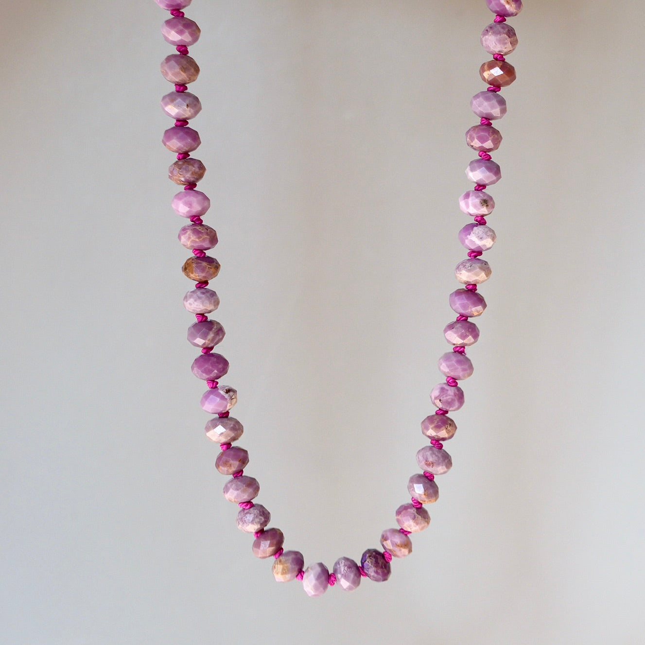 Phosphosiderite and turquoise hand-knotted necklace
