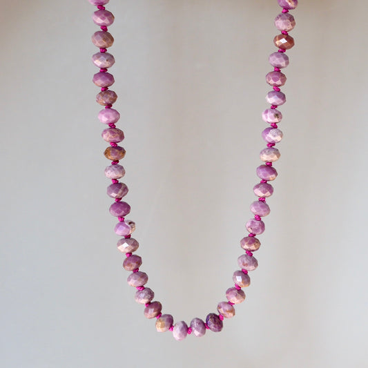 Phosphosiderite and turquoise hand-knotted necklace