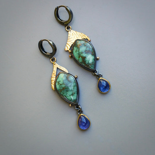 Carmel Mountain Variscite and tanzanite earrings