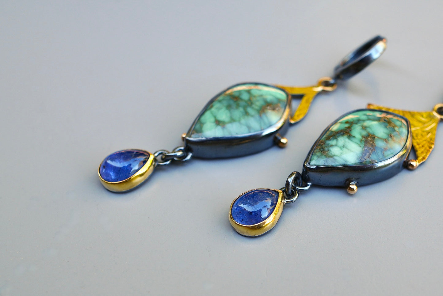 Carmel Mountain Variscite and tanzanite earrings