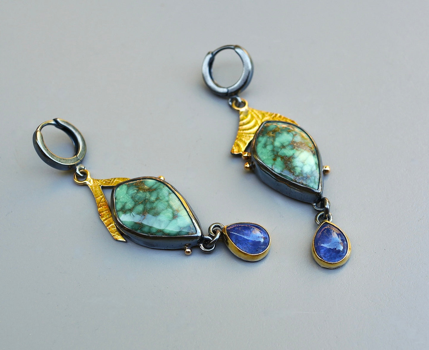 Carmel Mountain Variscite and tanzanite earrings