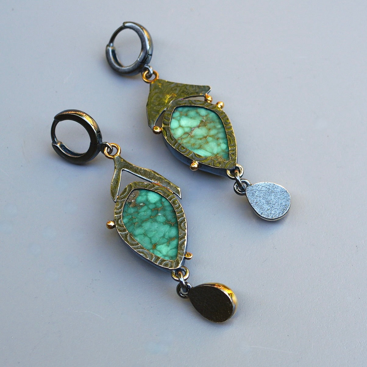 Carmel Mountain Variscite and tanzanite earrings