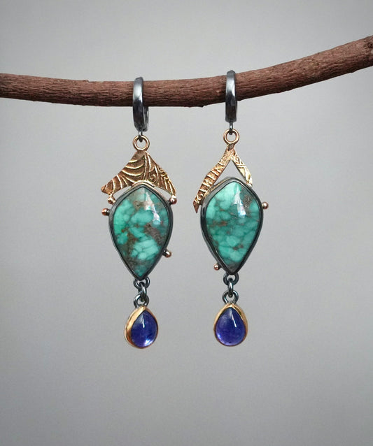 Carmel Mountain Variscite and tanzanite earrings