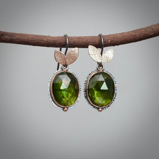 Forest green tourmaline earrings