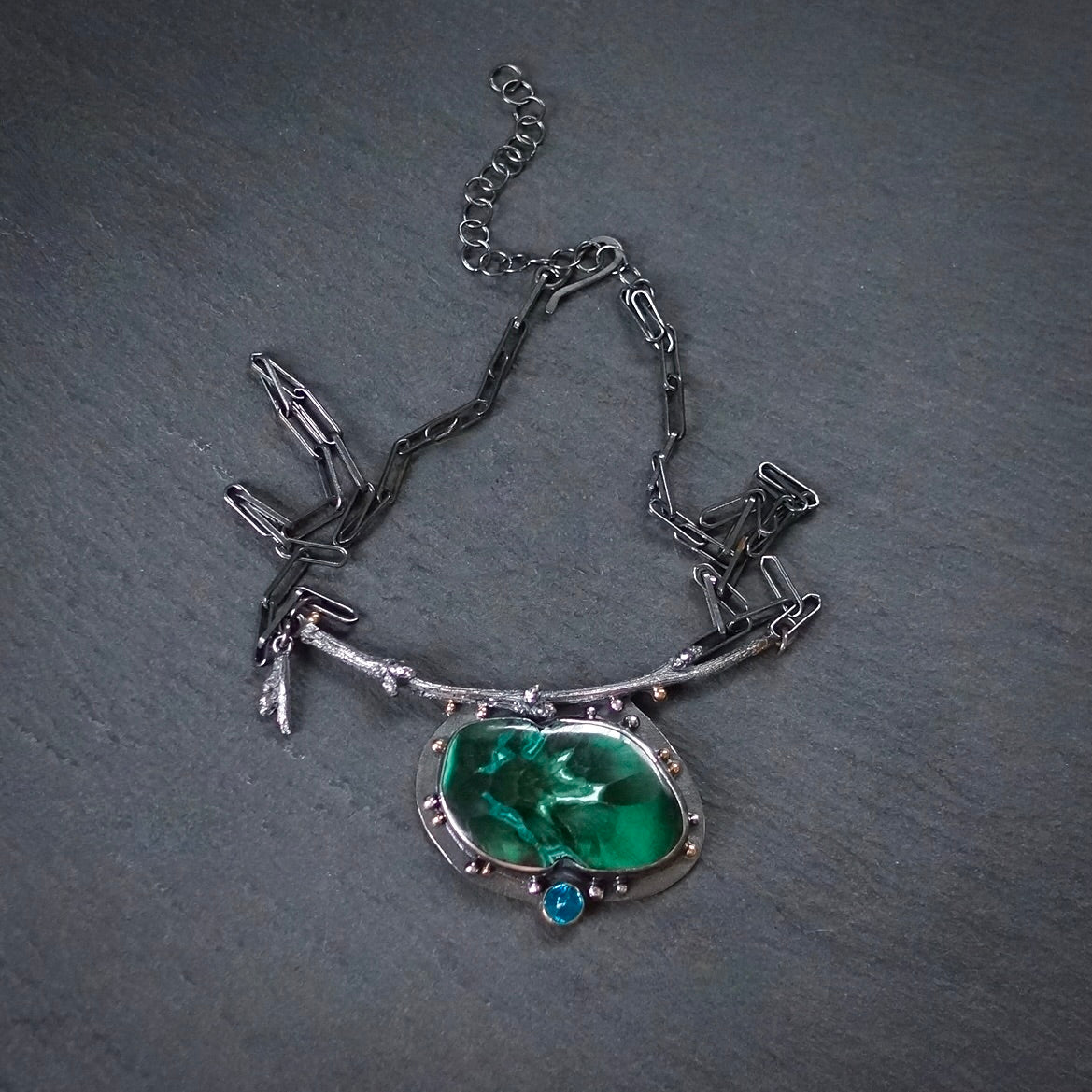 Malachite Chrysocolla Woodland necklace