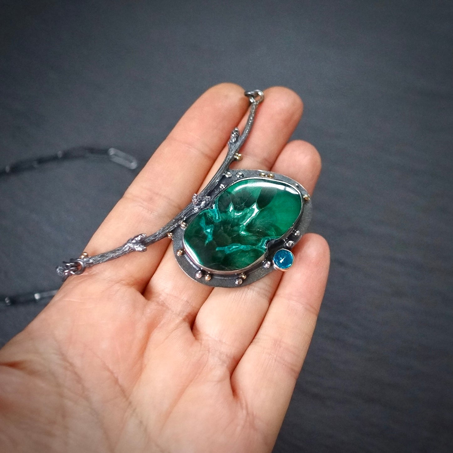 Malachite Chrysocolla Woodland necklace