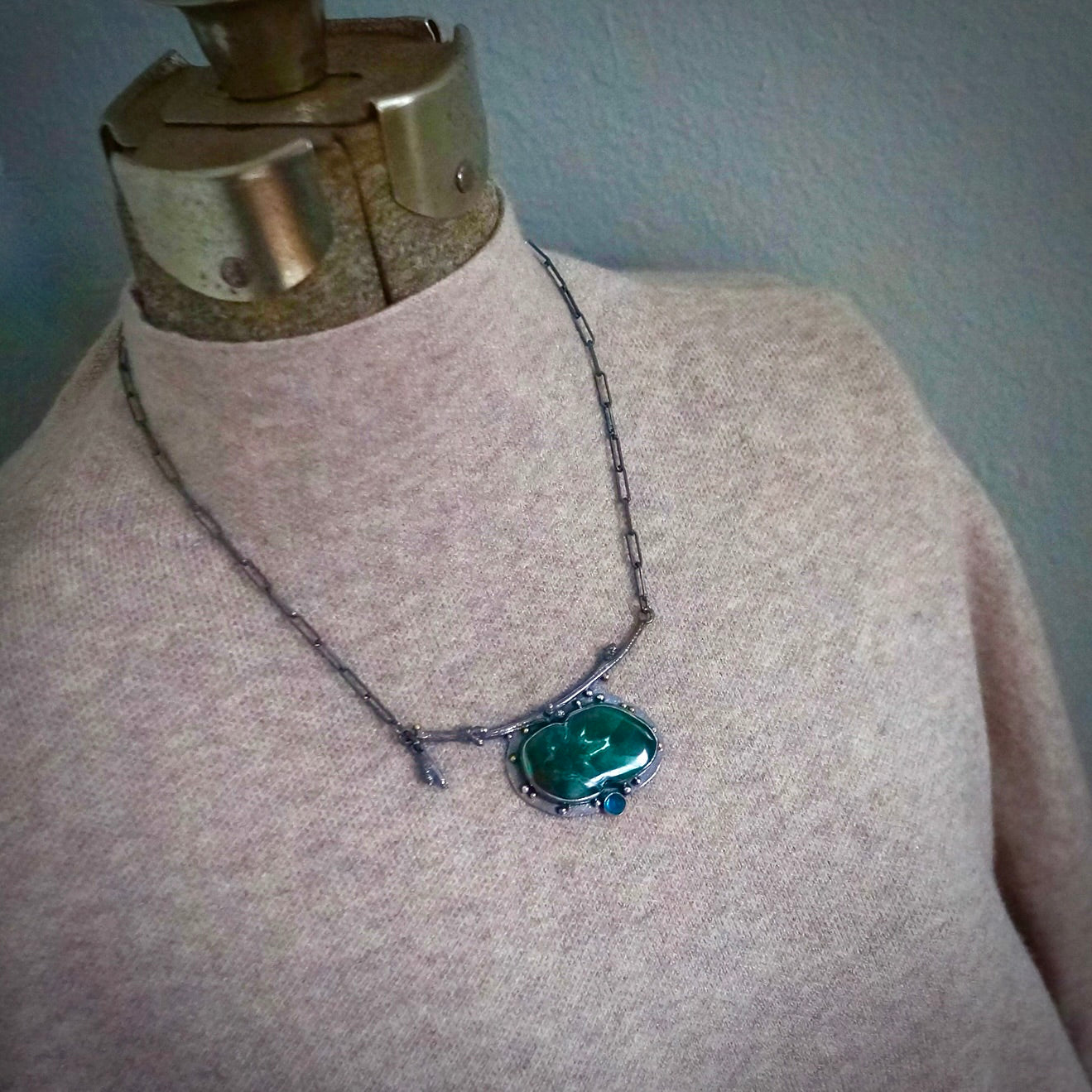 Malachite Chrysocolla Woodland necklace