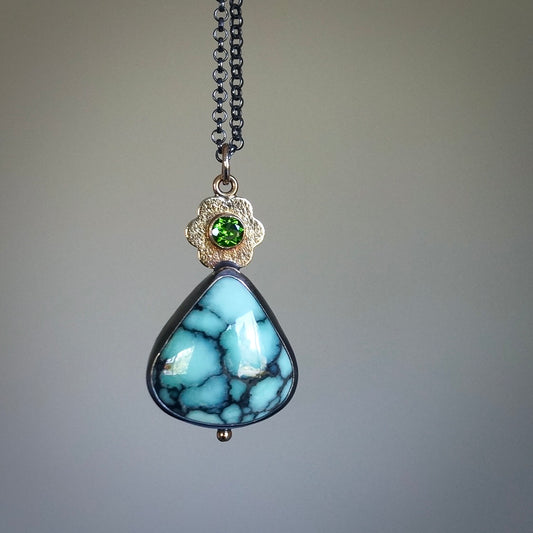 Angle wing variscite and green diopside pendant