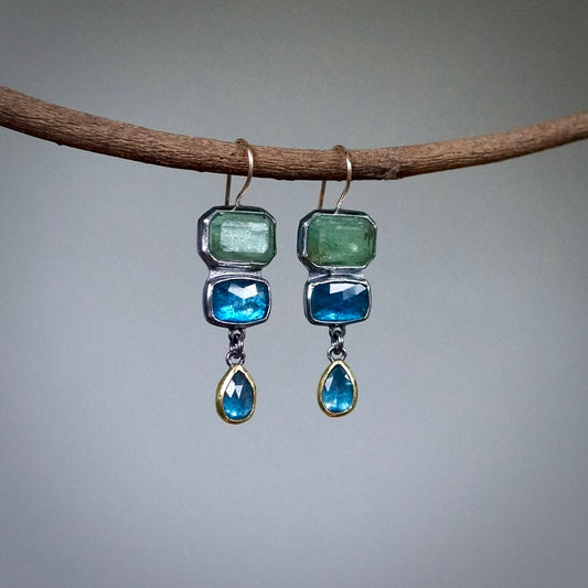 Blue Green Kyanite earrings