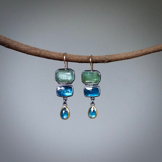 Blue Green Kyanite earrings