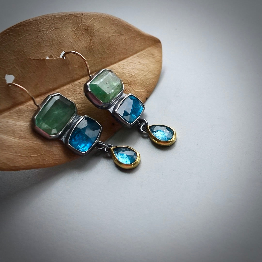 Blue Green Kyanite earrings