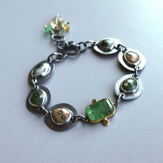 Ocean jasper and green kyanite bracelet