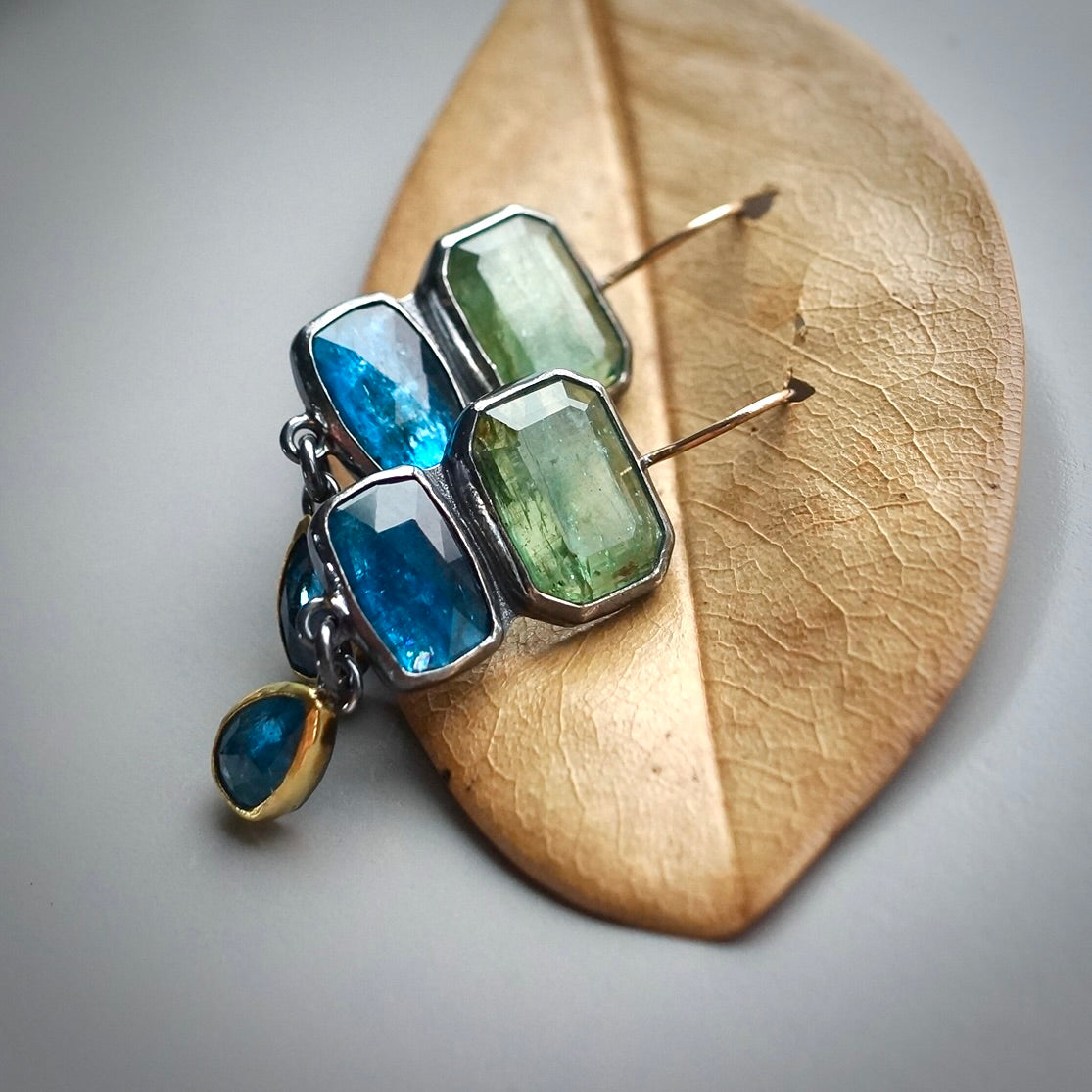 Blue Green Kyanite earrings