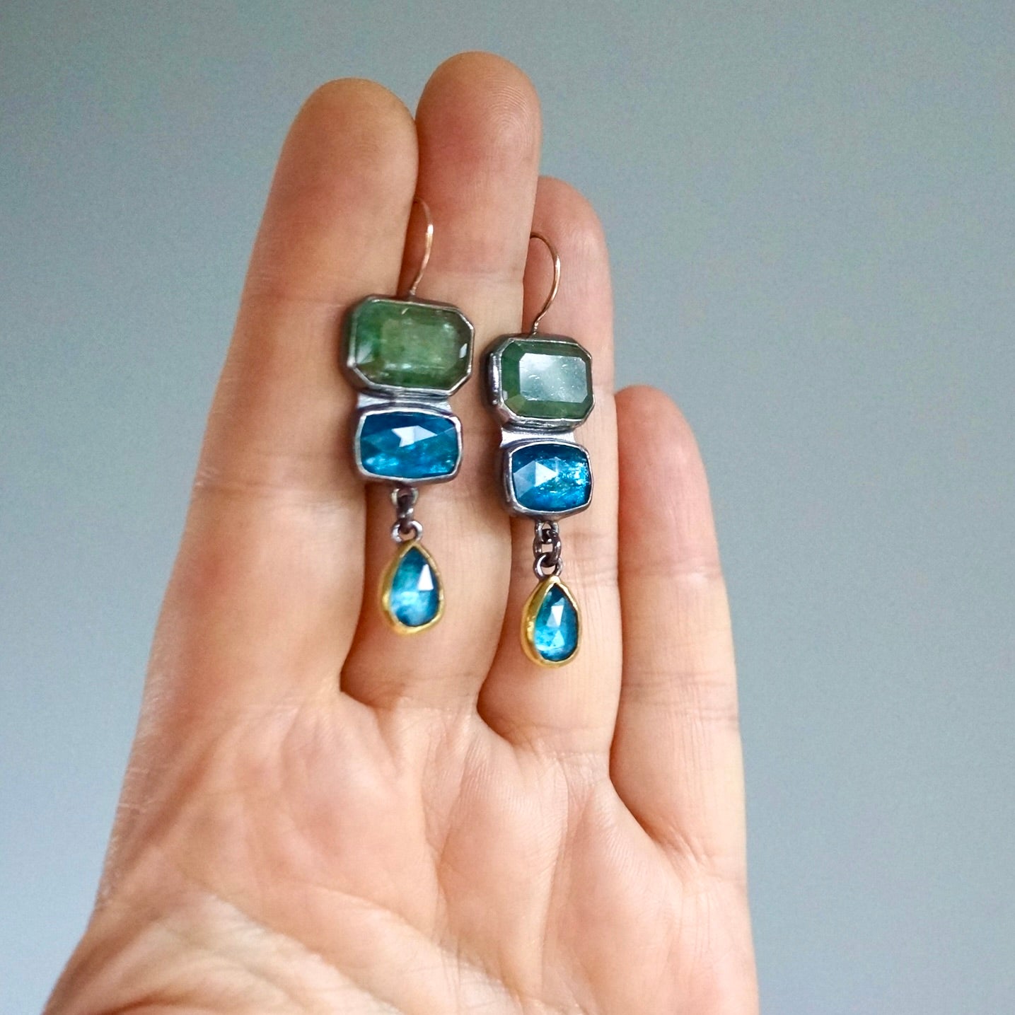 Blue Green Kyanite earrings