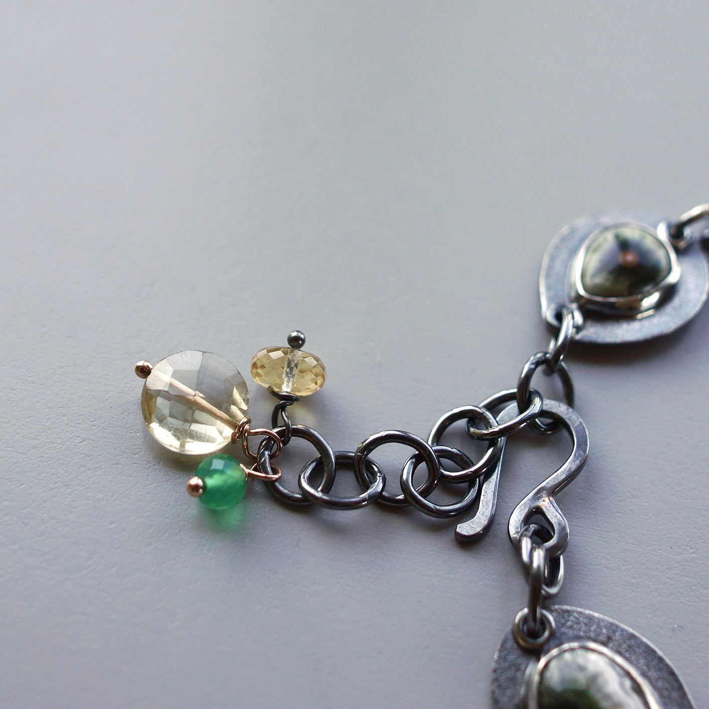 Ocean jasper and green kyanite bracelet