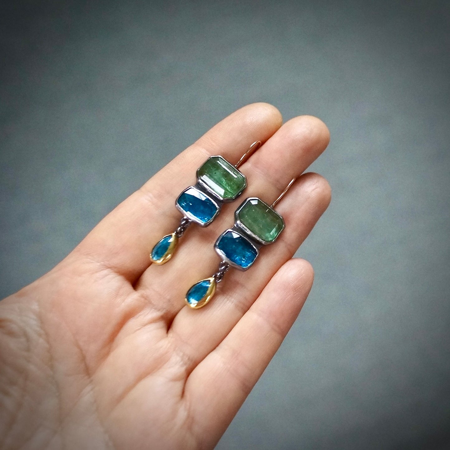 Blue Green Kyanite earrings