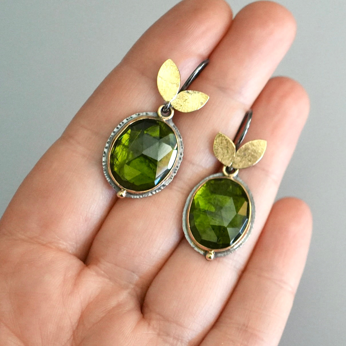 Forest green tourmaline earrings