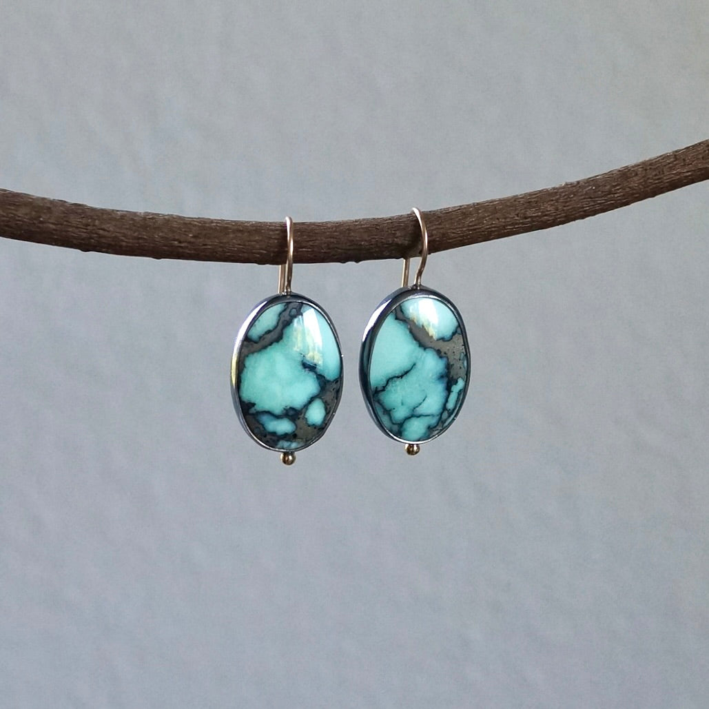 Angle wing variscite earrings
