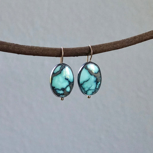 Angle wing variscite earrings