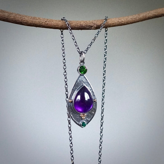 Amethyst and chrome diopside pendant
