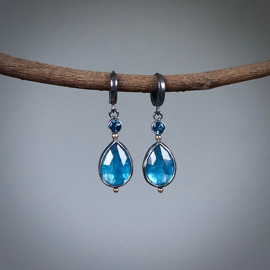 Kyanite and London blue topaz earrings