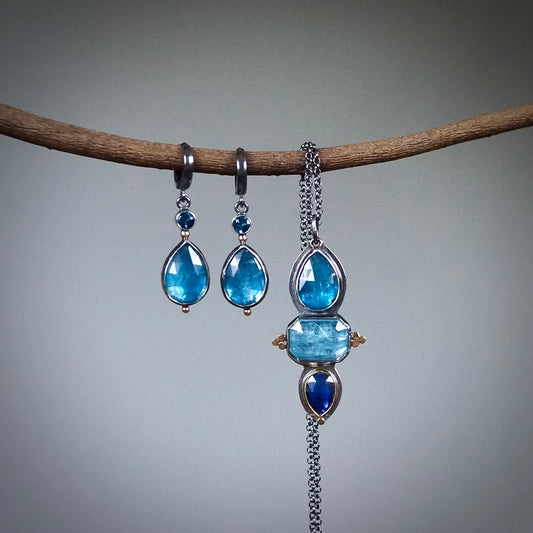Kyanite and London blue topaz earrings