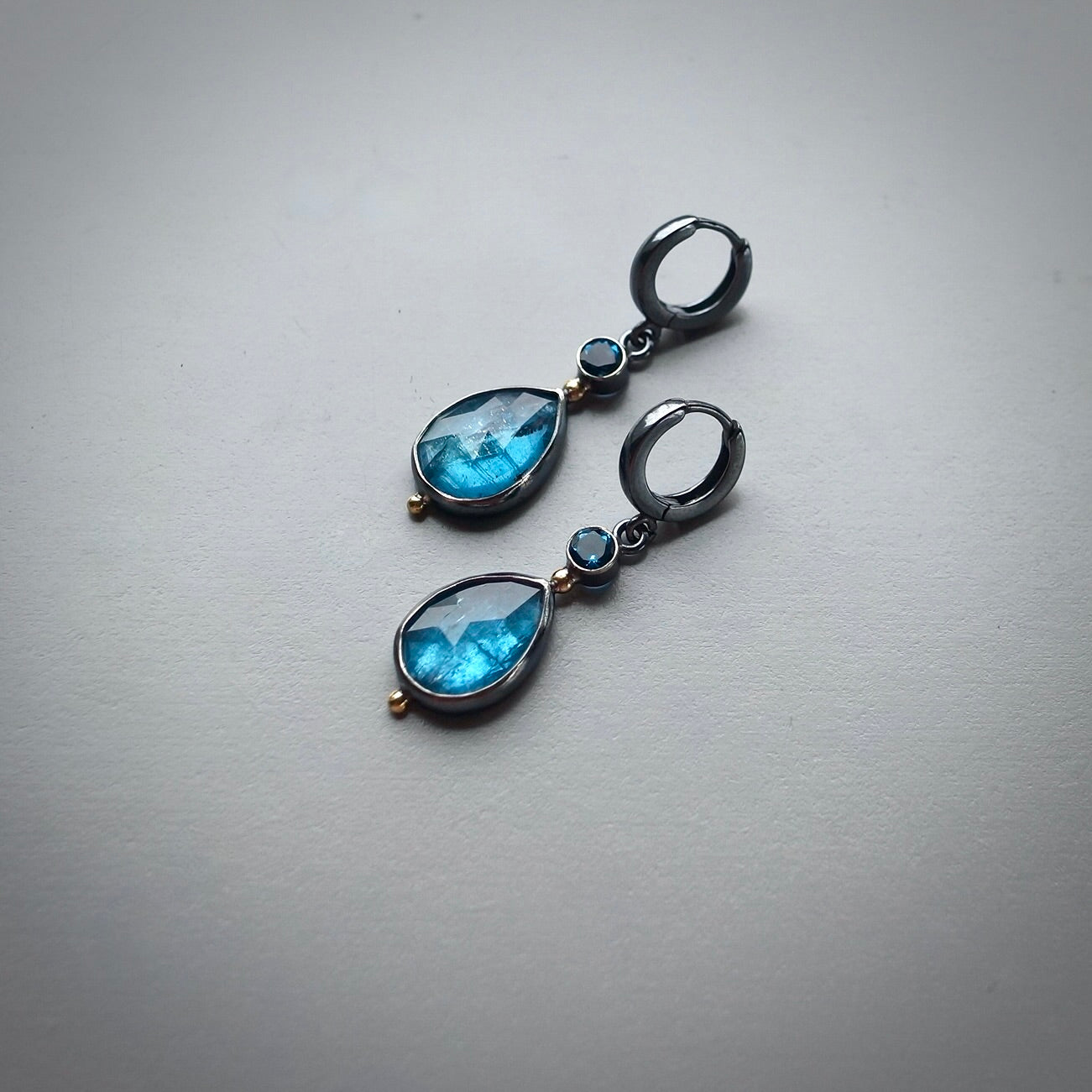 Kyanite and London blue topaz earrings