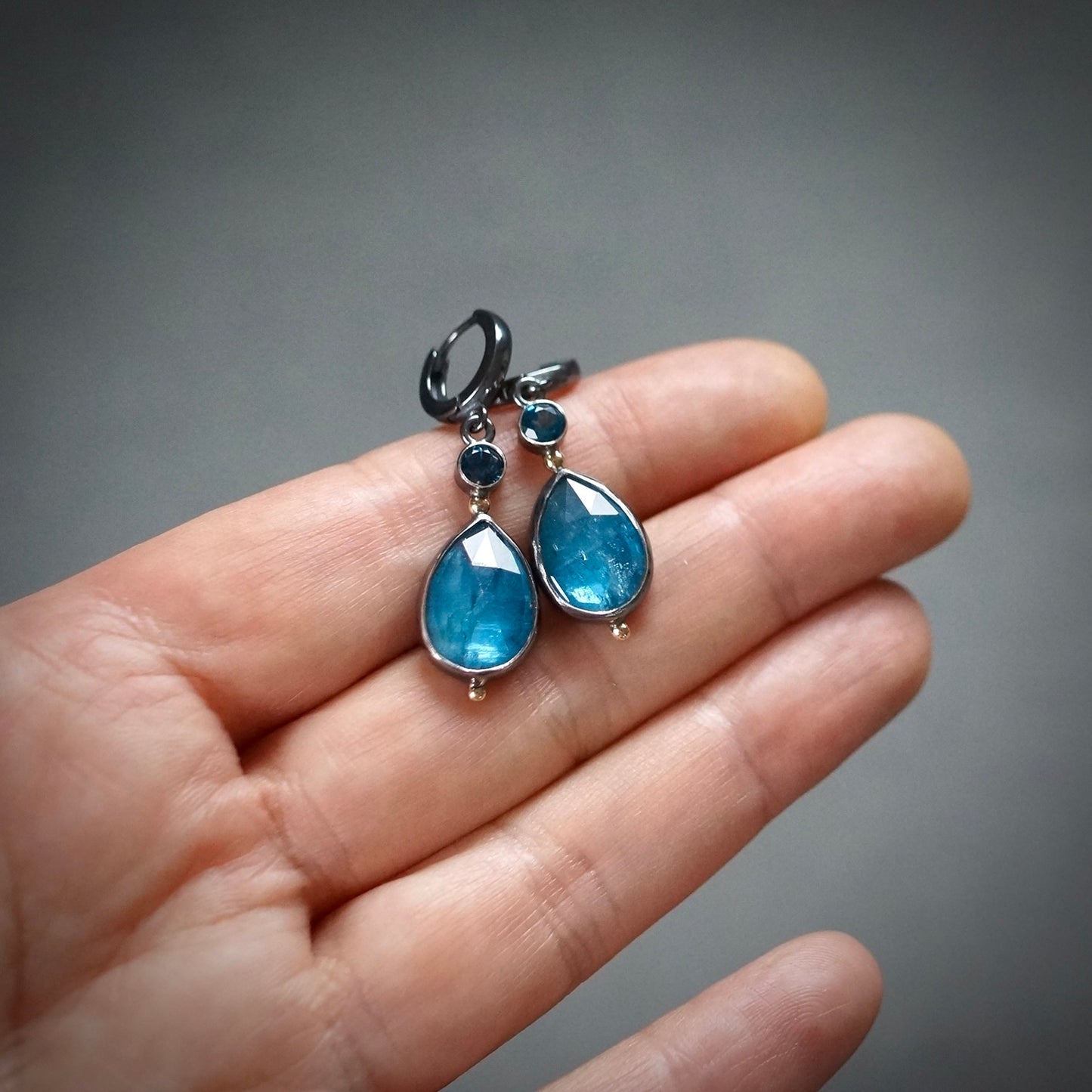 Kyanite and London blue topaz earrings